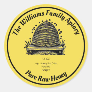 ミツバチのハニージャーのアピアレーベル ピュアな生の蜂蜜 ラウンドシール