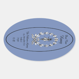 ミツバチのハニージャーのアピアレーベル ピュアな生の蜂蜜 楕円形シール