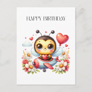 ミツバチのパイロットの誕生日 インビテーションポストカード
