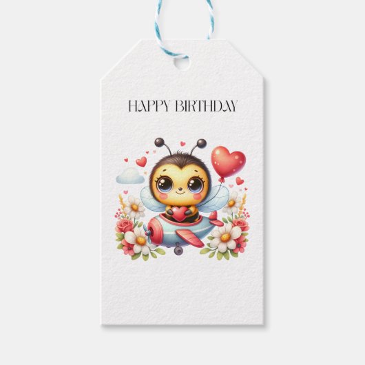 ミツバチのパイロットの誕生日 ギフトタグ (正面)