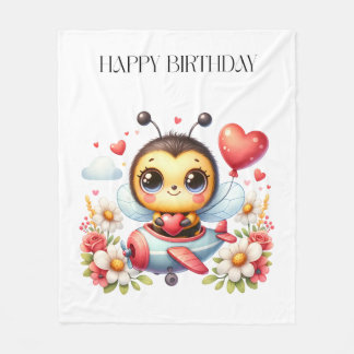 ミツバチのパイロットの誕生日 フリースブランケット