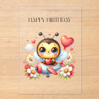 ミツバチのパイロット 誕生日 アクリル招待状