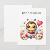 ミツバチのパイロット 誕生日 サンキューカード (正面/裏面)