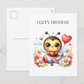 ミツバチのパイロット 誕生日 シーズンポストカード (正面/裏面)