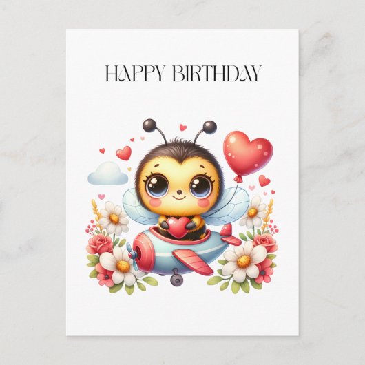 ミツバチのパイロット 誕生日 シーズンポストカード (正面)