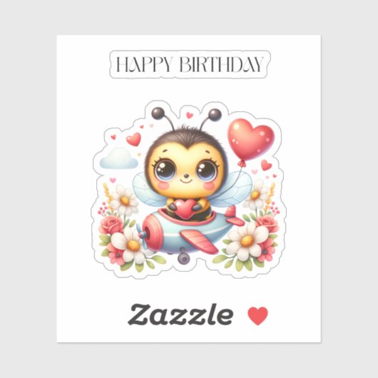 ミツバチのパイロット 誕生日 シール (シート)