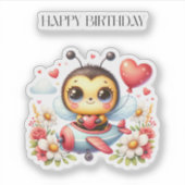 ミツバチのパイロット 誕生日 シール (正面)