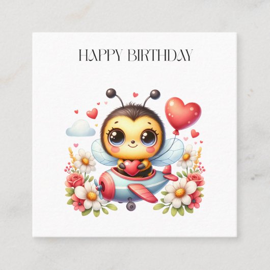 ミツバチのパイロット 誕生日 スクエア名刺 (正面)