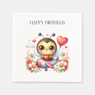 ミツバチのパイロット 誕生日 スタンダードカクテルナプキン