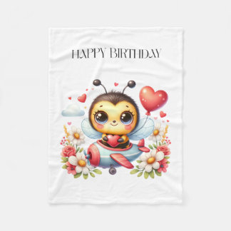 ミツバチのパイロット 誕生日 フリースブランケット
