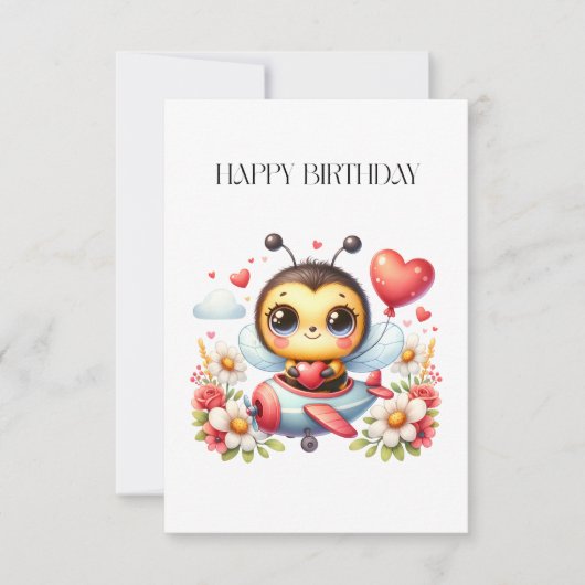 ミツバチのパイロット 誕生日 出欠カード (正面)