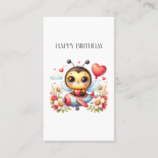 ミツバチのパイロット 誕生日 名刺 (正面)