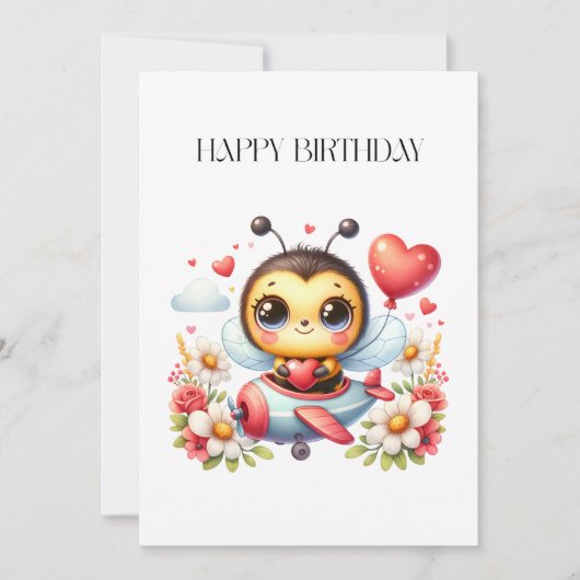 ミツバチのパイロット 誕生日 招待状 (正面)