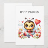 ミツバチのパイロット 誕生日 招待状 (正面/裏面)