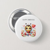 ミツバチのパイロット 誕生日 缶バッジ (正面&裏面)