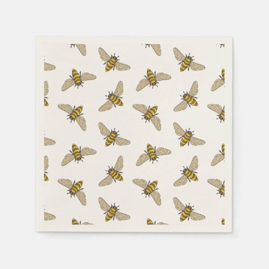 ミツバチのパターン スタンダードカクテルナプキン (正面)