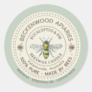 ミツバチのラベル黄色の養蜂家の養蜂場縁ど所 ラウンドシール