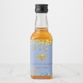 ミツバチのロゴと青あじさい リキュールボトルラベル (正面)