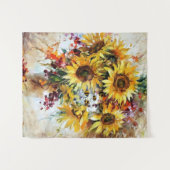 ミツバチの付いたひまわり タペストリー (正面(横))