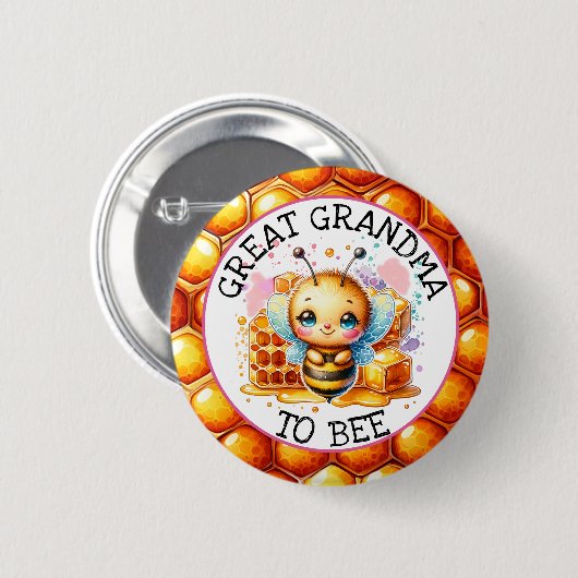 ミツバチの女の子の赤ちゃん素晴らしシャワーおばあちゃん 缶バッジ (正面&裏面)