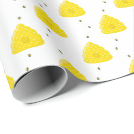 ミツバチの巣およびかわいい蜜蜂|背景色 ラッピングペーパー