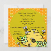 ミツバチの巣および蜂は誕生日の招待状をカスタマイズ 招待状 (裏面)