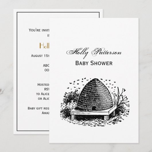 ミツバチの巣と蜂#1 ヘラルディック ヴィンテージ 招待状 (正面/裏面)