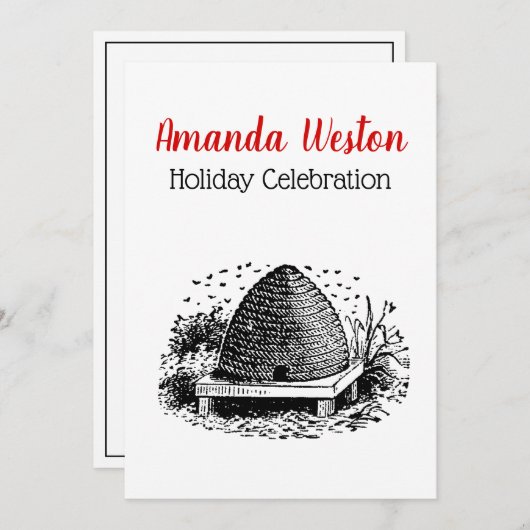 ミツバチの巣と蜂＃１　ヘラルド的　ヴィンテージ 招待状 (正面/裏面)