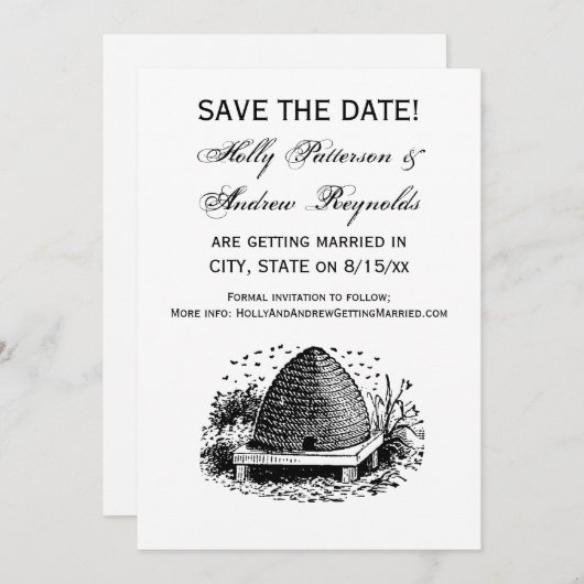 ミツバチの巣と蜂#1 ヘラルド的 ヴィンテージ 招待状 (正面/裏面)