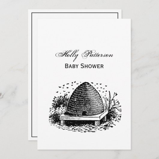 ミツバチの巣と蜂＃１　ヘラルド的　ヴィンテージ 招待状 (正面/裏面)