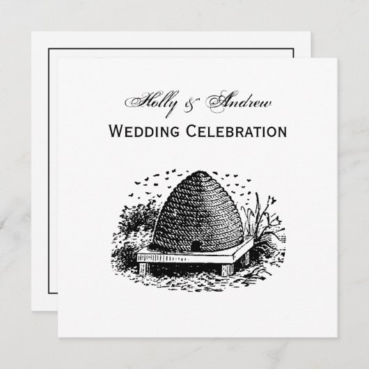 ミツバチの巣と蜂＃１　ヘラルド的　ヴィンテージ 招待状 (正面/裏面)