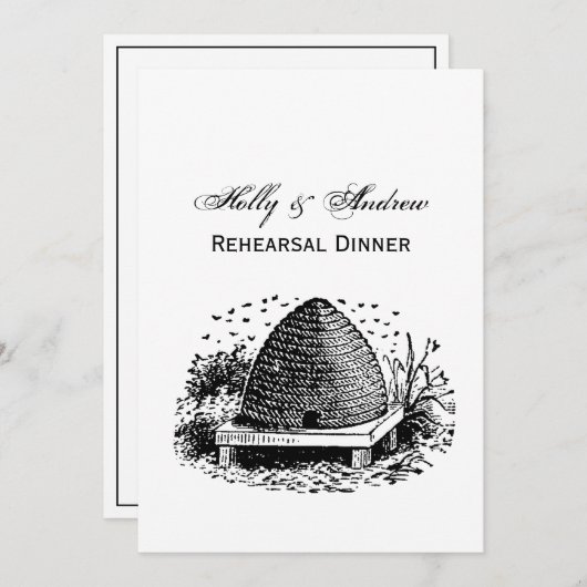 ミツバチの巣と蜂＃１　ヘラルド的　ヴィンテージ 招待状 (正面/裏面)