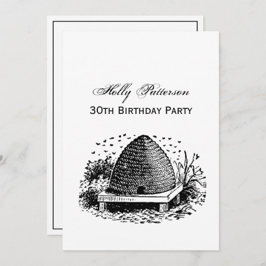 ミツバチの巣と蜂＃１　ヘラルド的　ヴィンテージ 招待状 (正面/裏面)