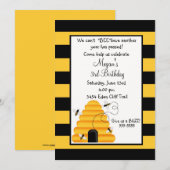 ミツバチの巣のハチの誕生日招待状 招待状 (正面/裏面)