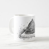 ミツバチの巣の白黒にヴィンテージの引くこと コーヒーマグカップ (正面左)