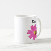 ミツバチの巣立つ鮮やかなピンクのコスモスパーソナライズされた花 コーヒーマグカップ (正面右)