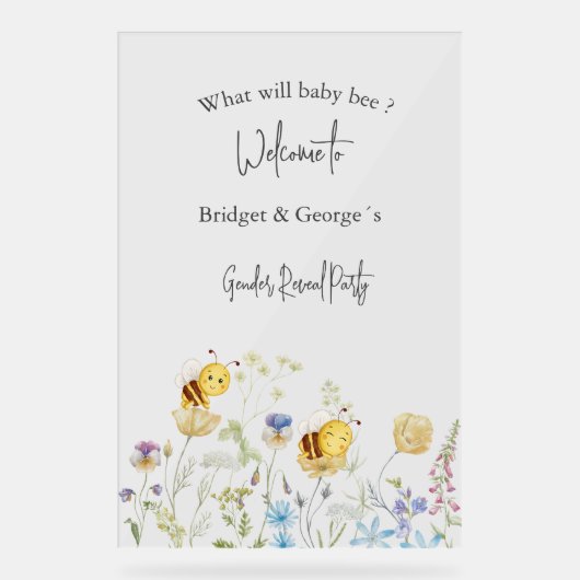 ミツバチの性がベビーを明らかにするパーティー アクリルサイン (正面)