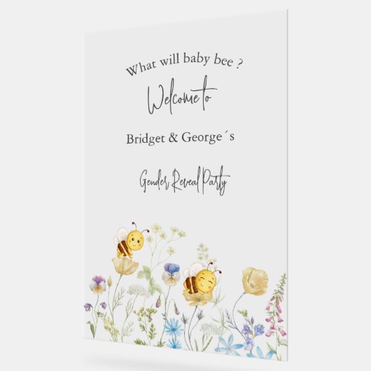 ミツバチの性がベビーを明らかにするパーティー アクリルサイン (傾斜)