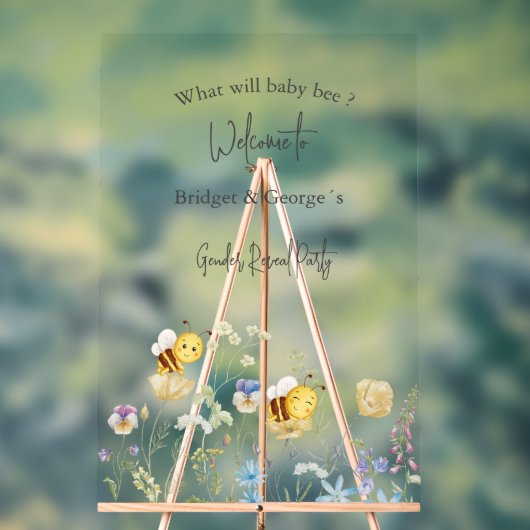 ミツバチの性がベビーを明らかにするパーティー アクリルサイン (ニュートラル)