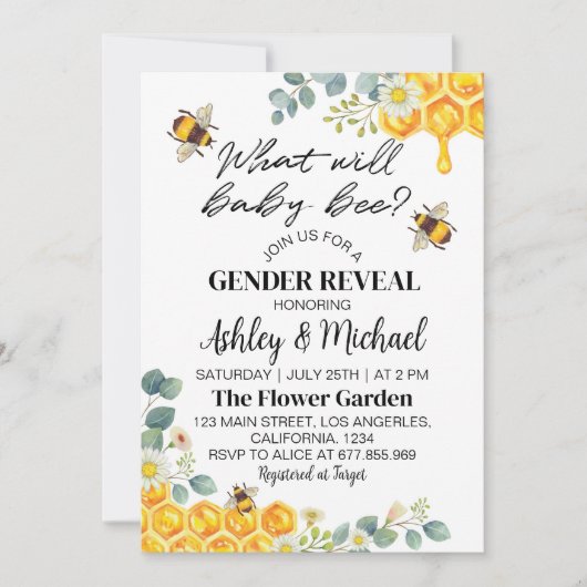 ミツバチの性別によって彼または彼女が明らかになる 招待状 (正面)
