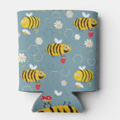 ミツバチの授粉、開花園のシーン。 缶クーラー (裏面)