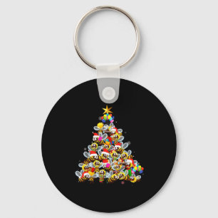 ミツバチの木のクリスマスセーター 養蜂家へのXmasギフト キーホルダー