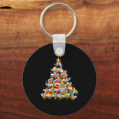 ミツバチの木のクリスマスセーター 養蜂家へのXmasギフト キーホルダー (正面)