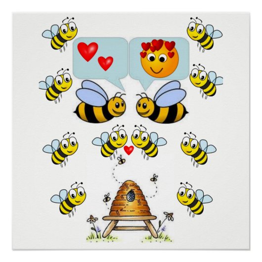 ミツバチの白い黄色の子供のポスター ポスター (正面)