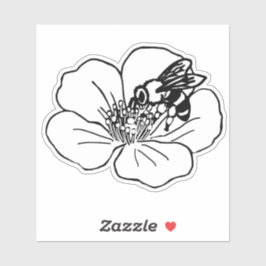 ミツバチの花の受粉ラインアート シール