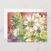 ミツバチの花サマーガーデン花粉媒介者 ポストカード (正面/裏面)