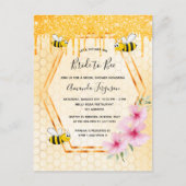 ミツバチの花嫁に金ゴールド招待 ポストカード (正面)