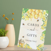 ミツバチの蜂蜜イエロー花模様パーティーカードギフト 台座サイン