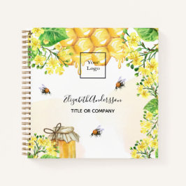 ミツバチの蜂蜜黄色の花の名前ビジネスロゴ ノートブック