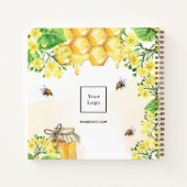 ミツバチの蜂蜜黄色の花の名前ビジネスロゴ ノートブック (裏面)